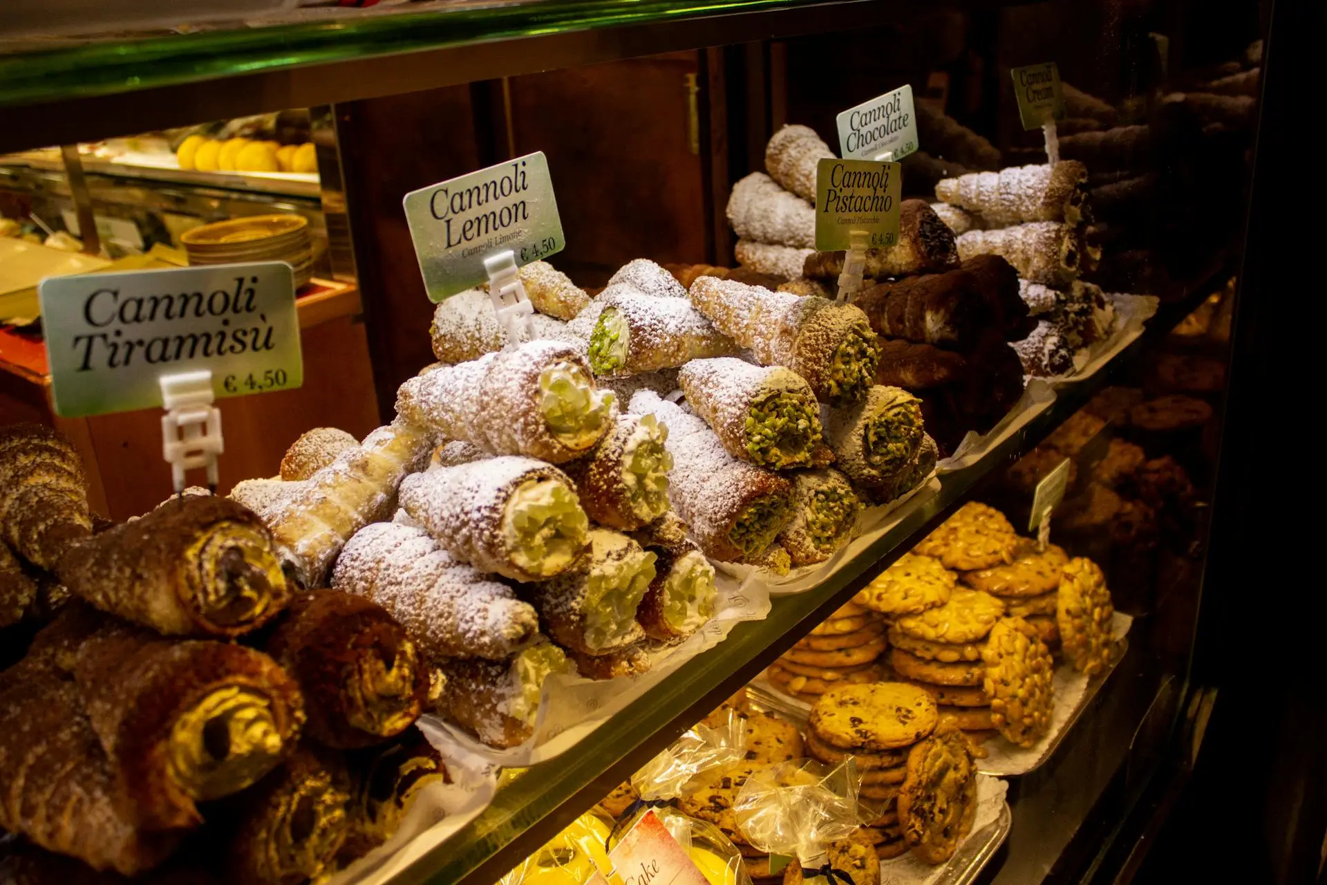 display of italian desserts